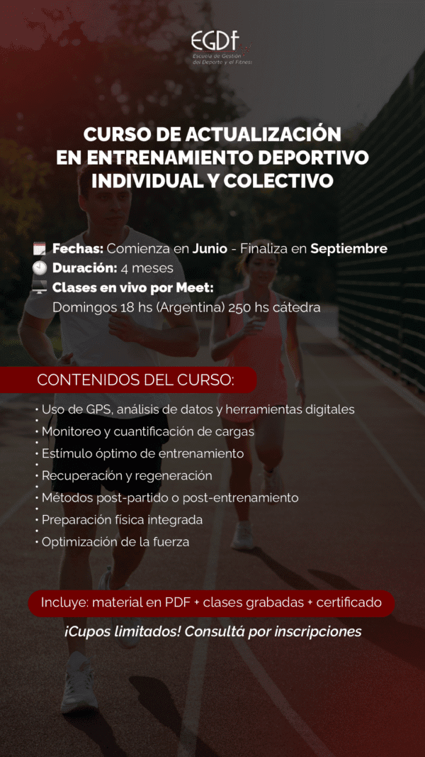 CURSO DE ACTUALIZACION EN ENTRENAMIENTO DEPORTIVO INDIVIDUAL Y COLECTIVO